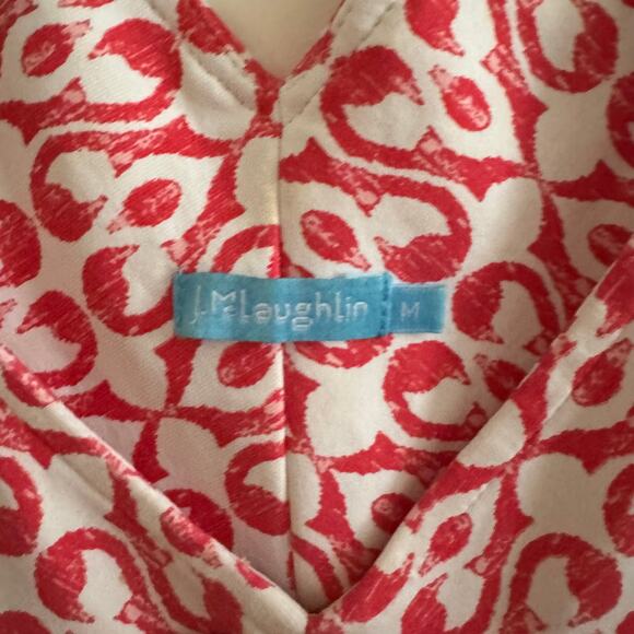 J. McLaughlin Geometric Dress Red V-Neck Side Pocket Sleeveless Pullover Sz M - Picture 3 of 7